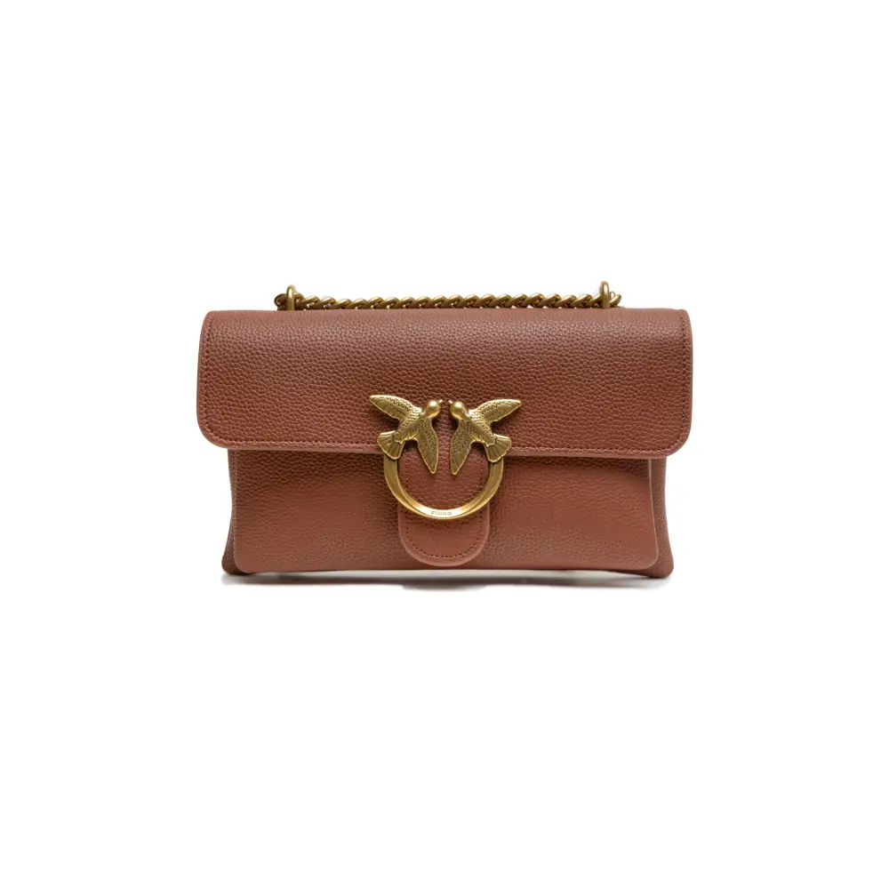 PINKO Love Boucle Riga Umhängetasche aus braunem Leder