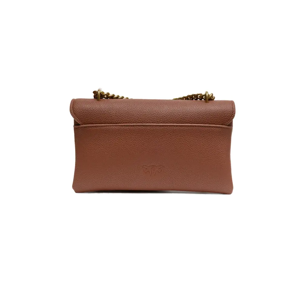 PINKO Love Boucle Riga Umhängetasche aus braunem Leder