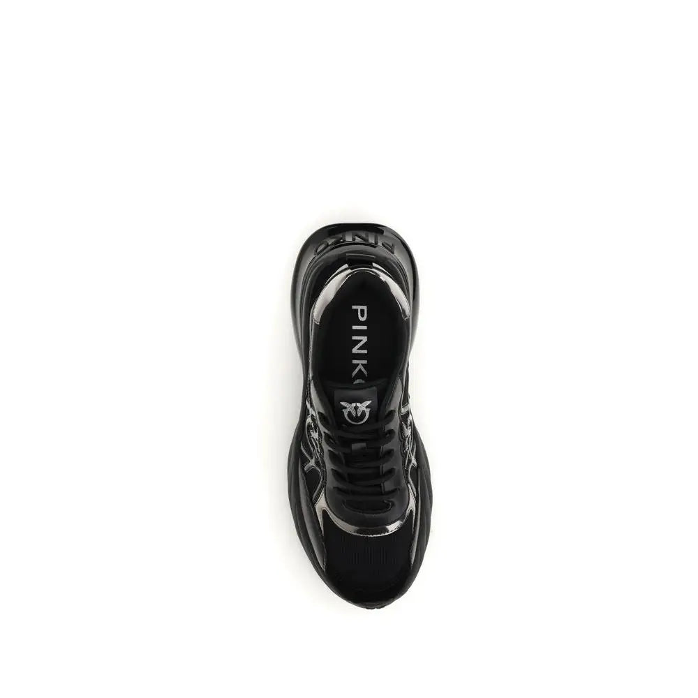 PINKO Schwarze Kalbsleder Bos Taurus Chunky Sneaker - EU38/US8