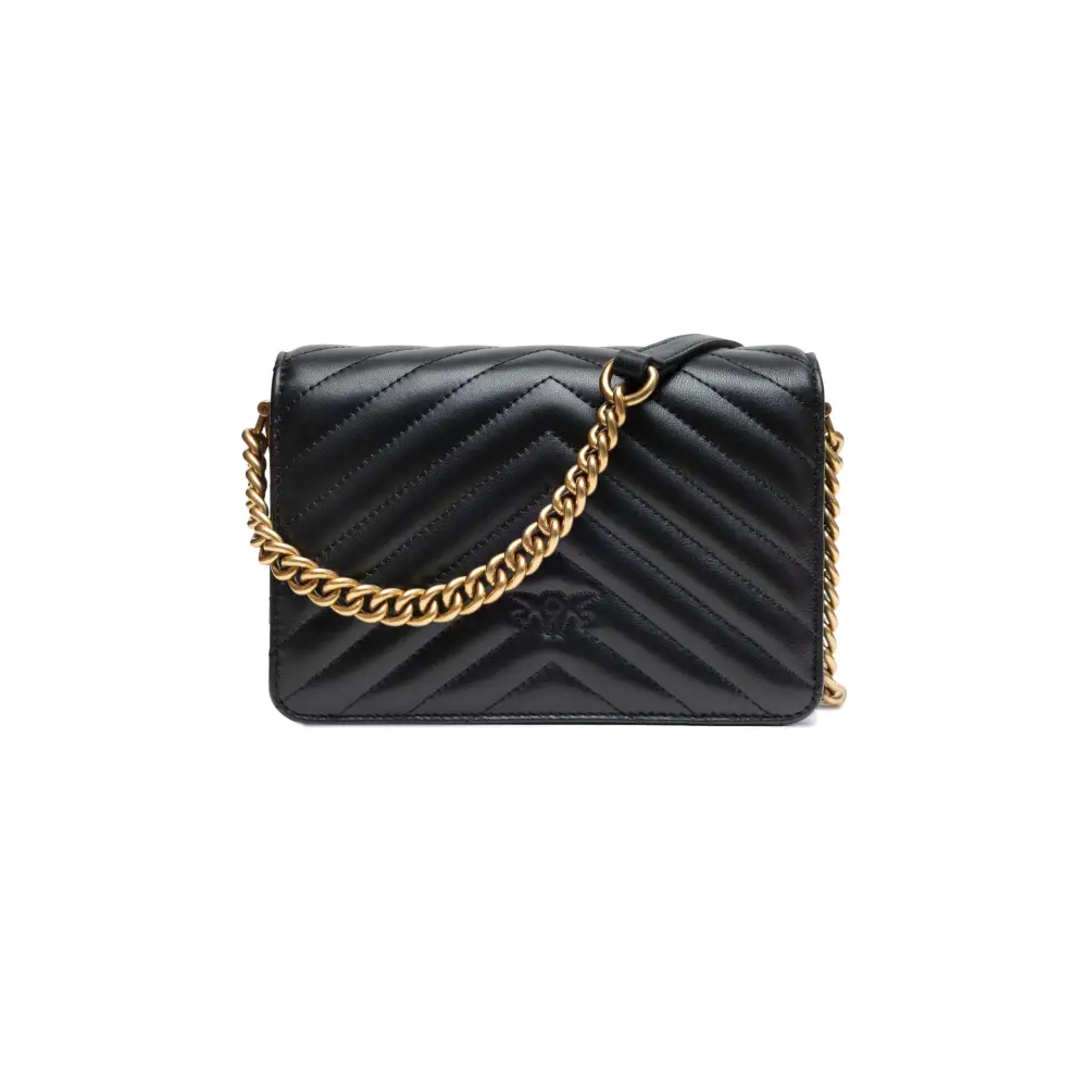 PINKO Schwarze Leder Love Click Mini Umhängetasche