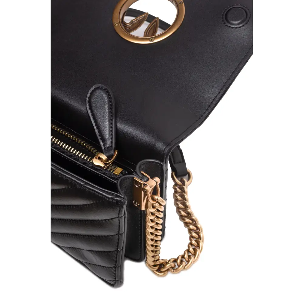 PINKO Schwarze Leder Love Click Mini Umhängetasche