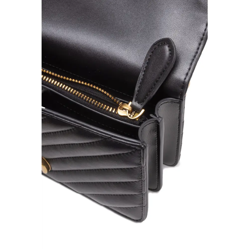 PINKO Schwarze Leder Love One Mini Umhängetasche