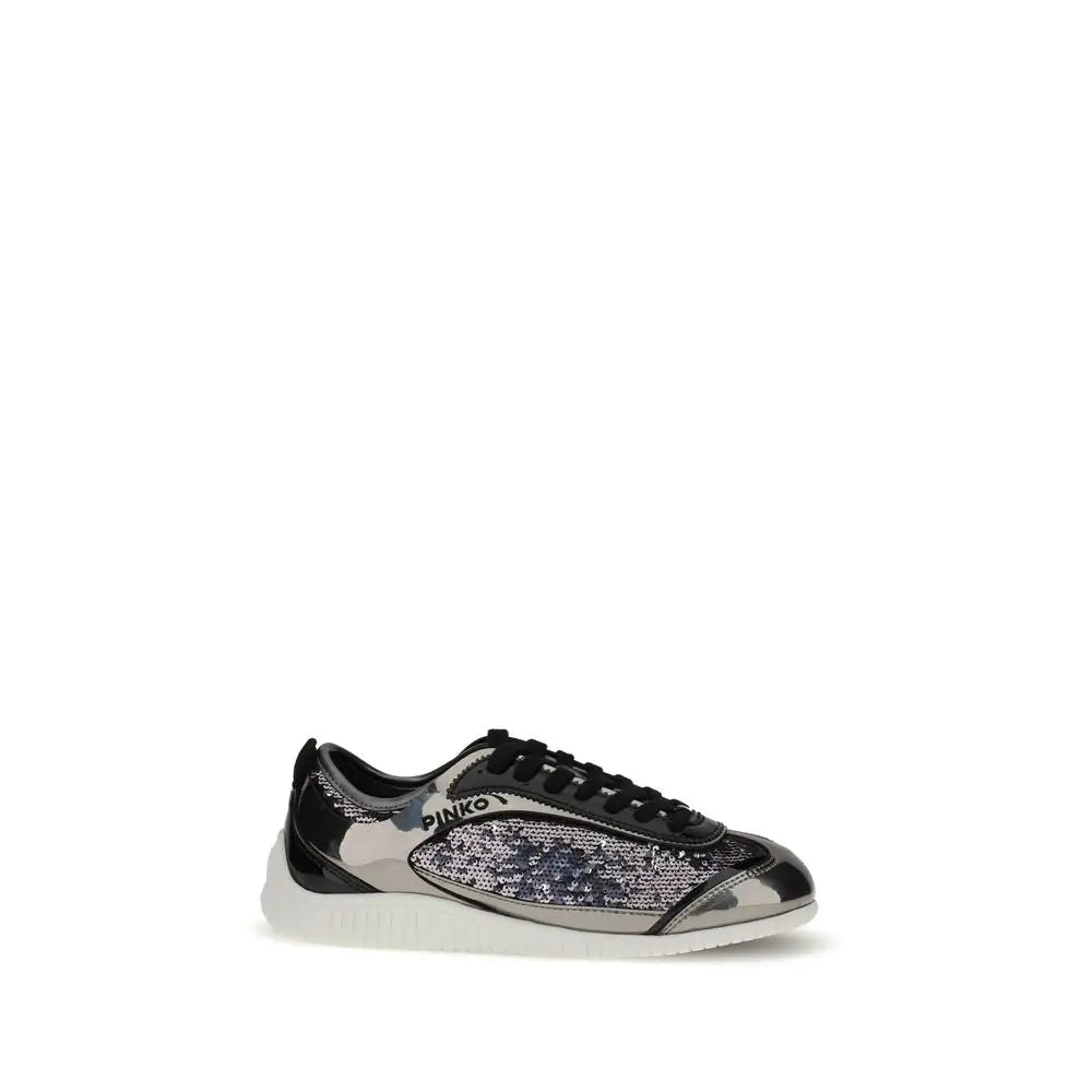 PINKO Silberne Nylon-Sneaker mit klobiger Sohle