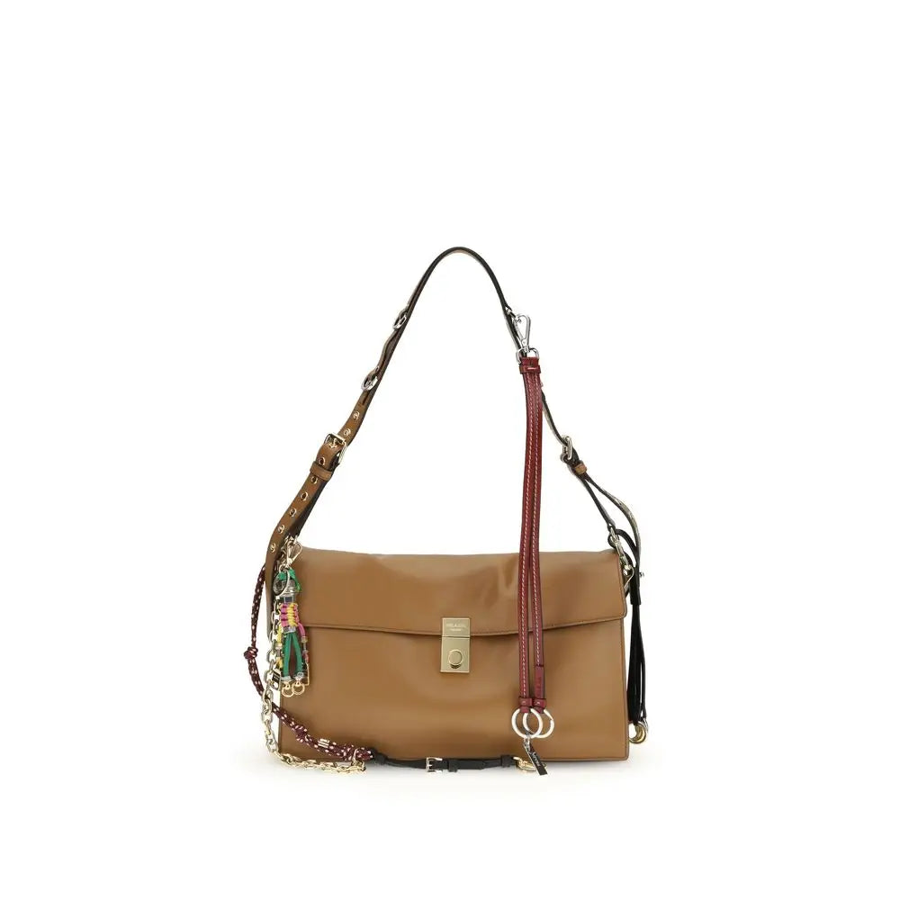 Prada Beige Calf Leather Bos Taurus Schultertasche