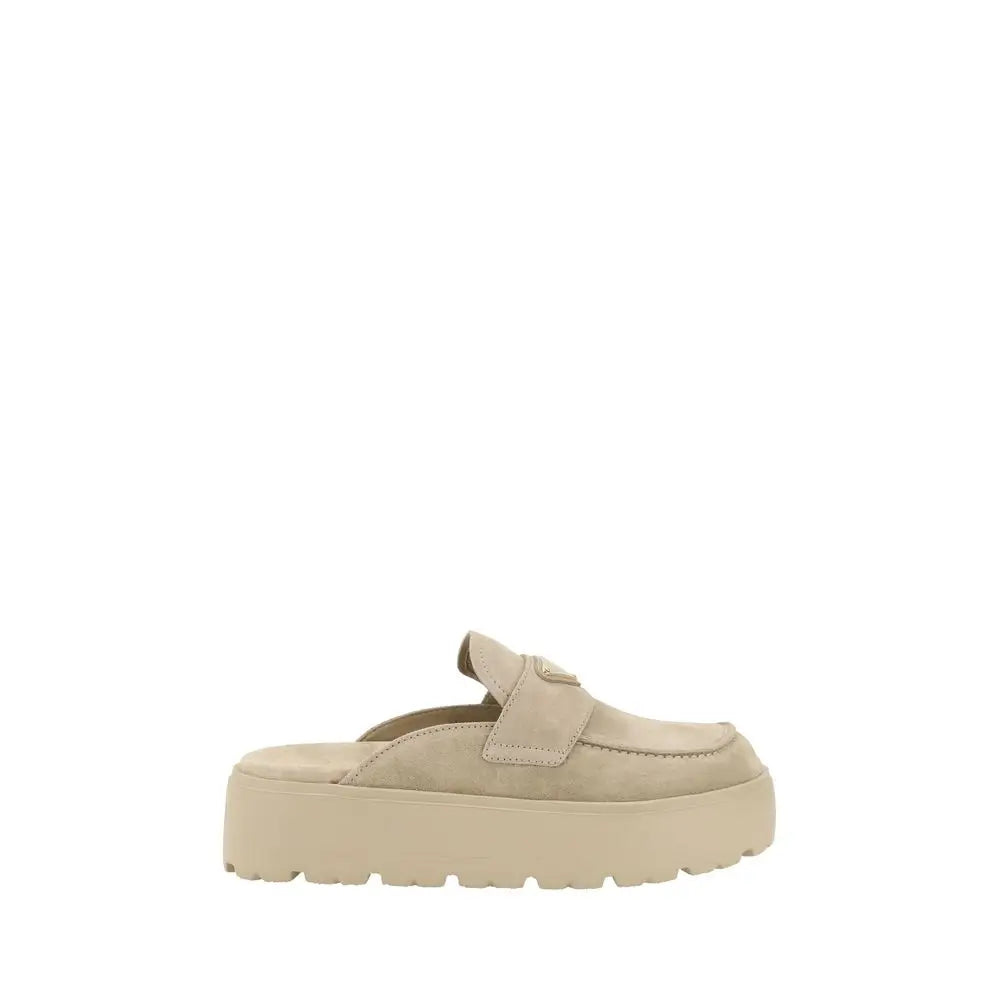 Prada Beige Gummisohle Plateau-Loafer