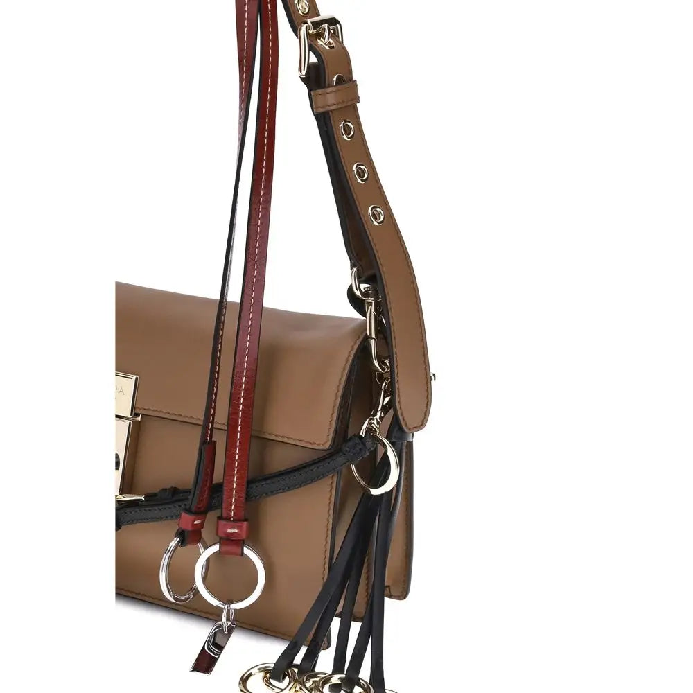 Prada Braune Kalbsleder Bos Taurus Schultertasche