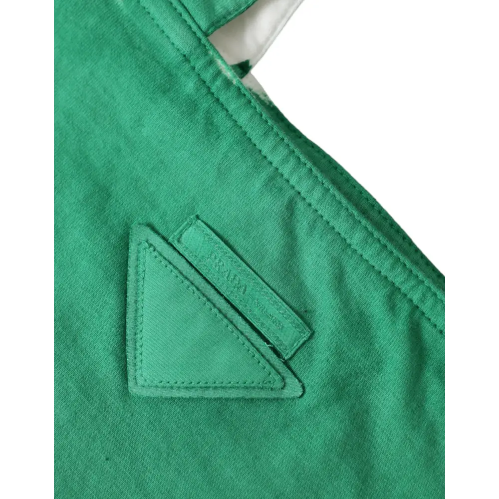 Prada Grüner Jersey Stoff Logo Umhängetasche Einkaufstasche