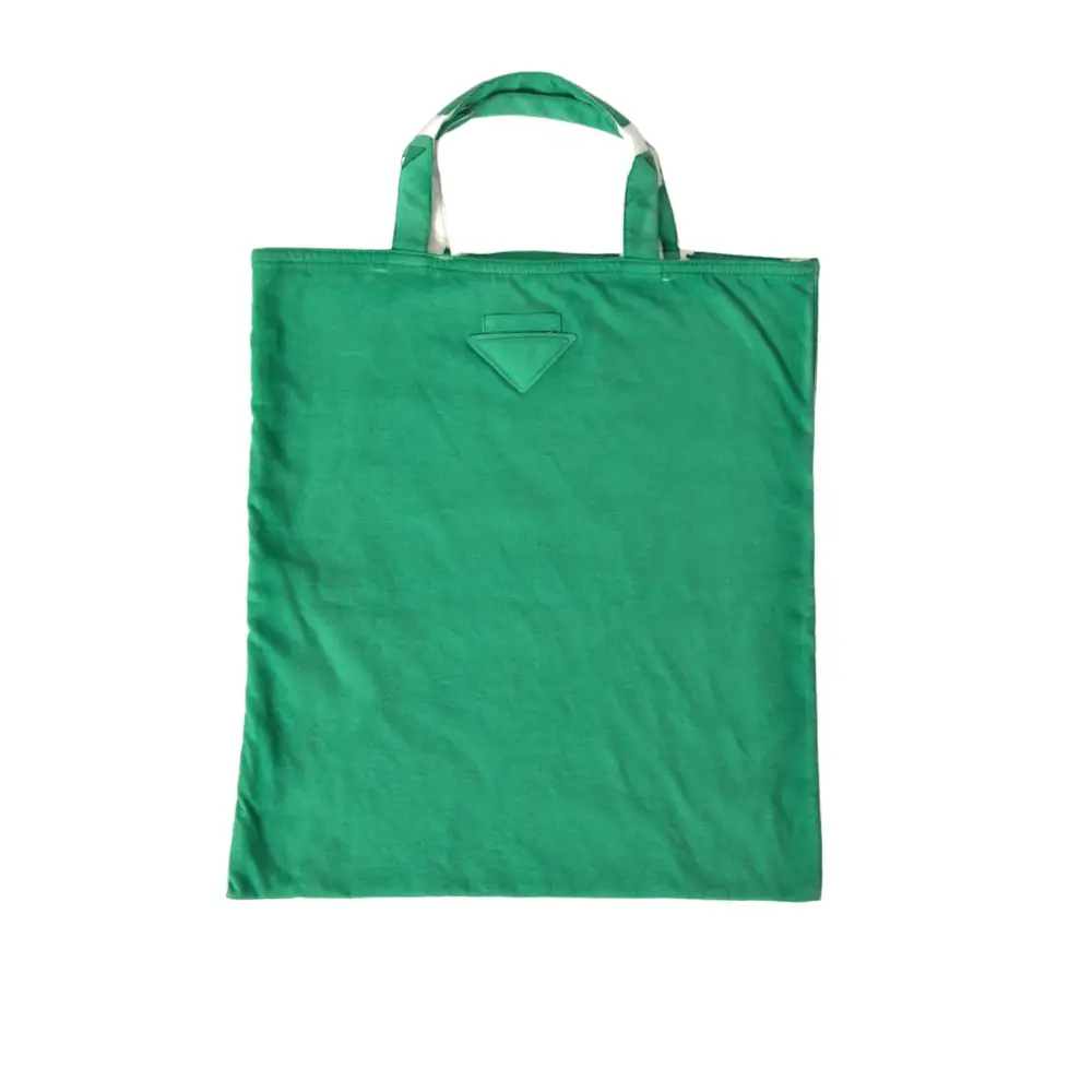 Prada Grüner Jersey Stoff Logo Umhängetasche Einkaufstasche