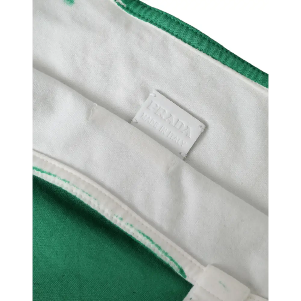 Prada Grüner Jersey Stoff Logo Umhängetasche Einkaufstasche