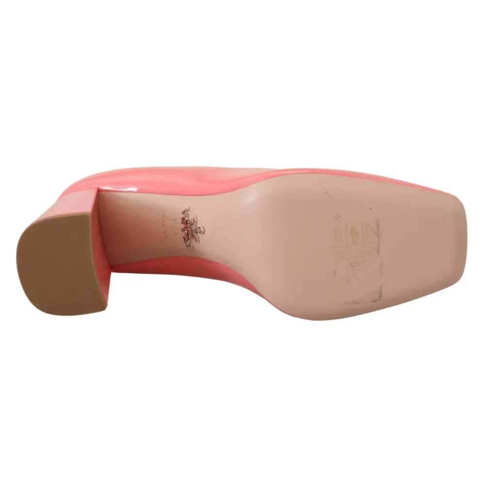 Prada Rosa Lackleder Blockabsatz Pumps Klassisch