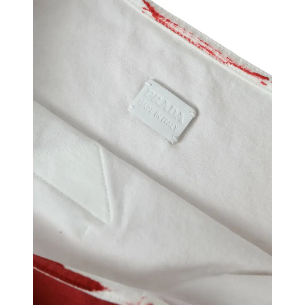 Prada Rote Jersey-Stofflogo-Schulter-Einkaufstasche