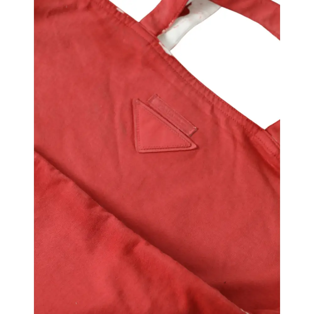 Prada Rote Jersey-Stofflogo-Schulter-Einkaufstasche