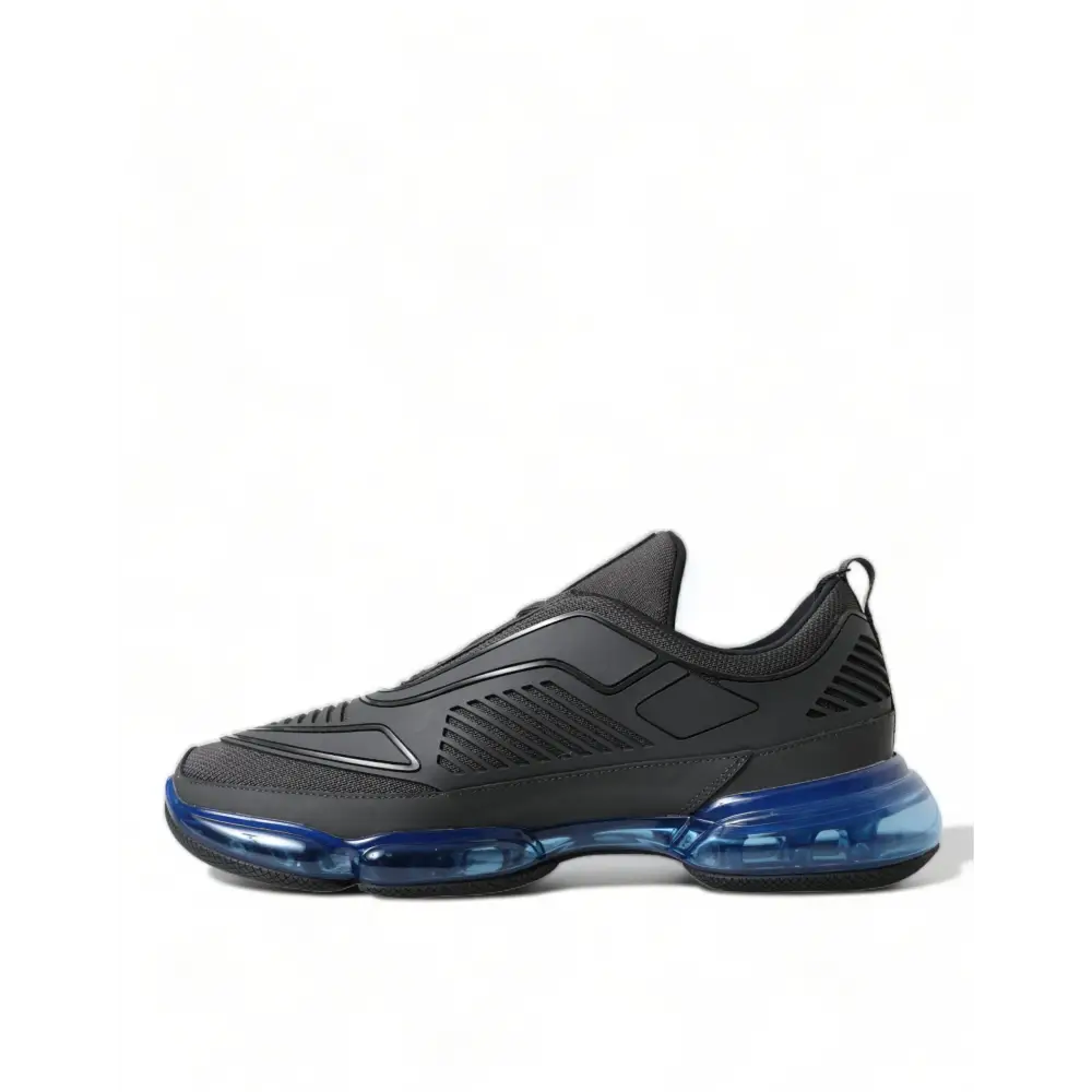 Prada Schwarz Blau Rubber Knit Slip On Low Top Sneakers Schuhe - EU40/US7