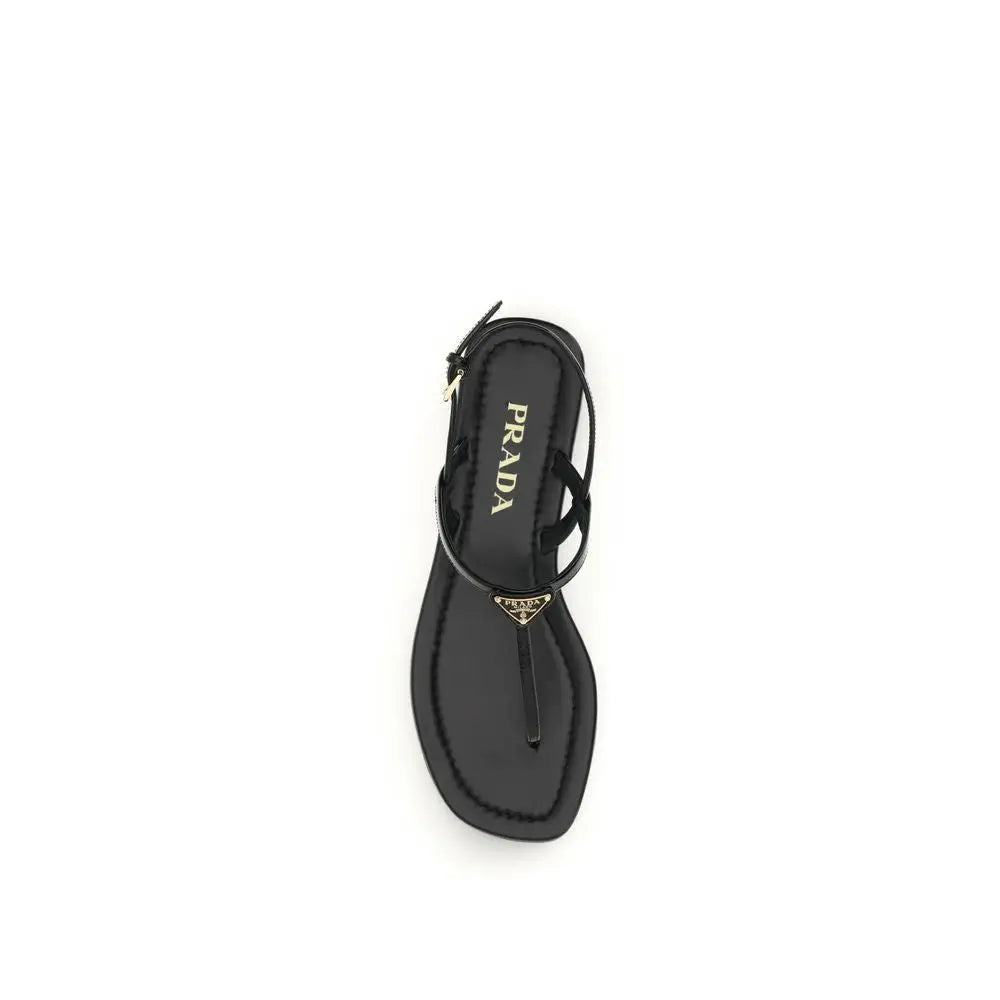 Prada Schwarze Bos Taurus Kalbsleder-Flip-Flop-Sandalen