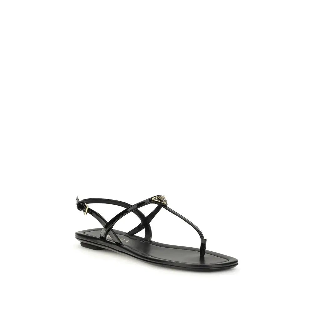 Prada Schwarze Bos Taurus Kalbsleder-Flip-Flop-Sandalen