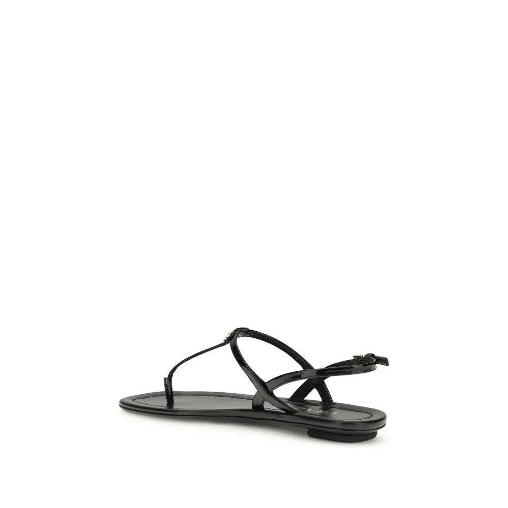 Prada Schwarze Bos Taurus Kalbsleder-Flip-Flop-Sandalen