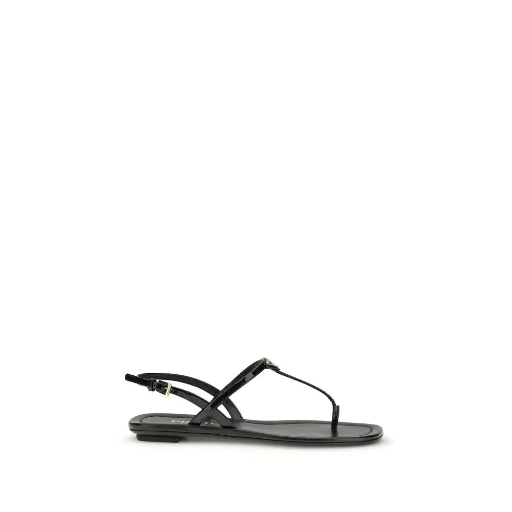 Prada Schwarze Bos Taurus Kalbsleder-Flip-Flop-Sandalen