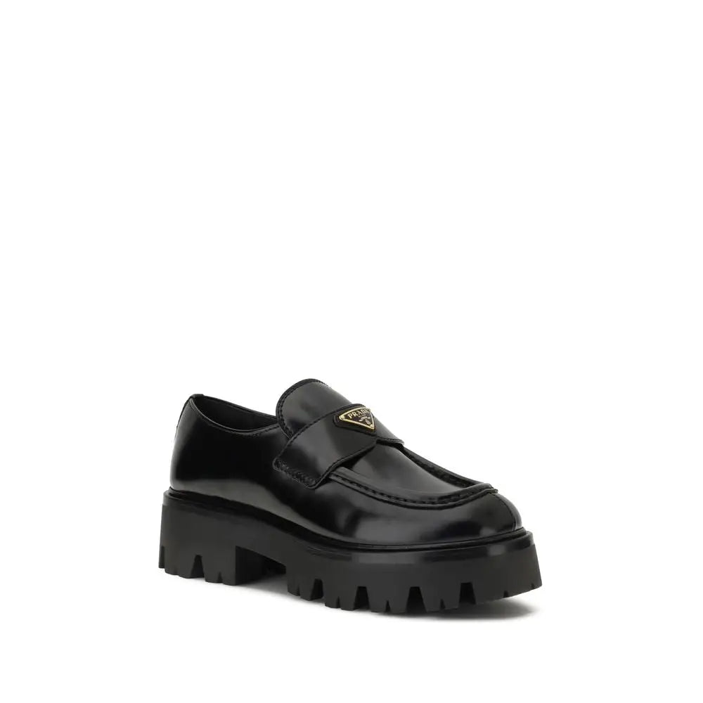 Prada Schwarze Kalbsleder Bos Taurus Plateau-Loafer