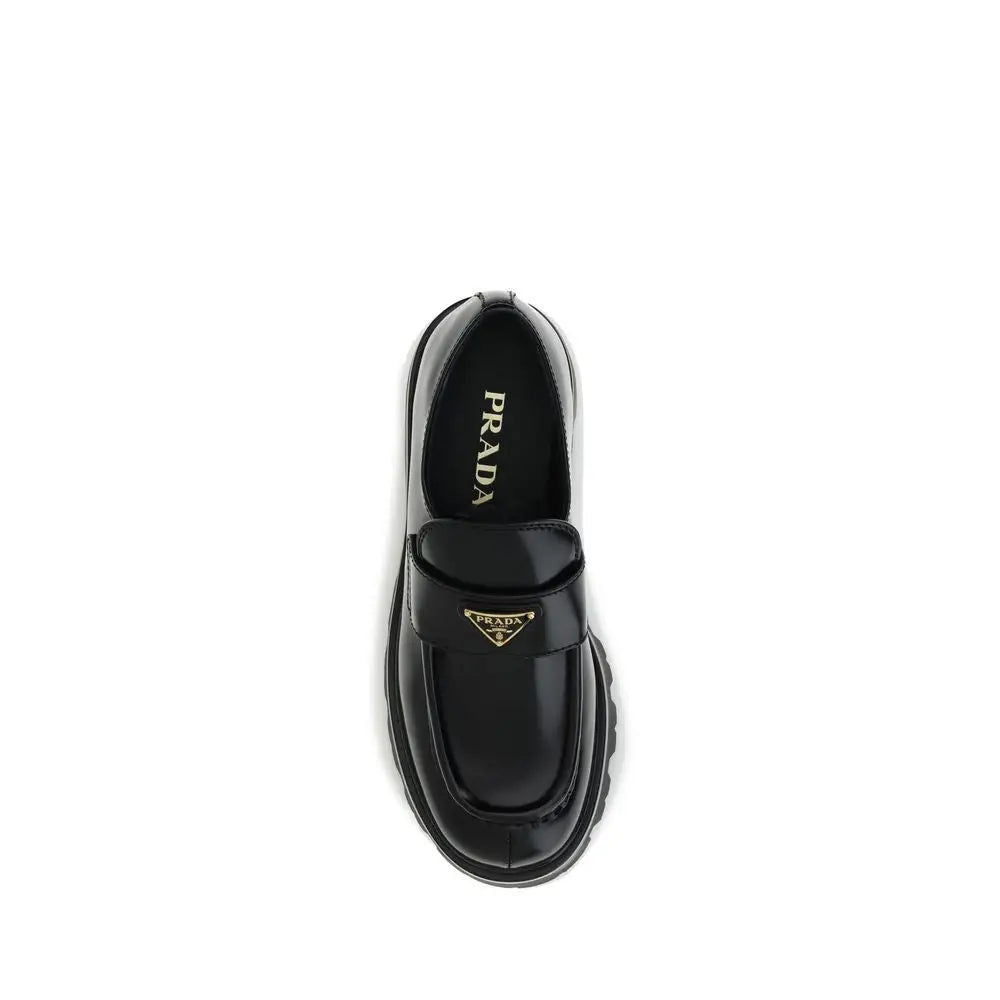 Prada Schwarze Kalbsleder Bos Taurus Plateau-Loafer