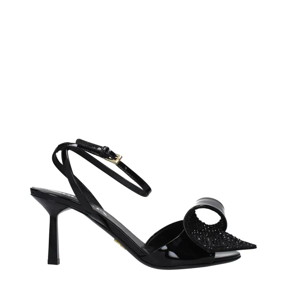 Prada Schwarze Leder-Stilettosandalen