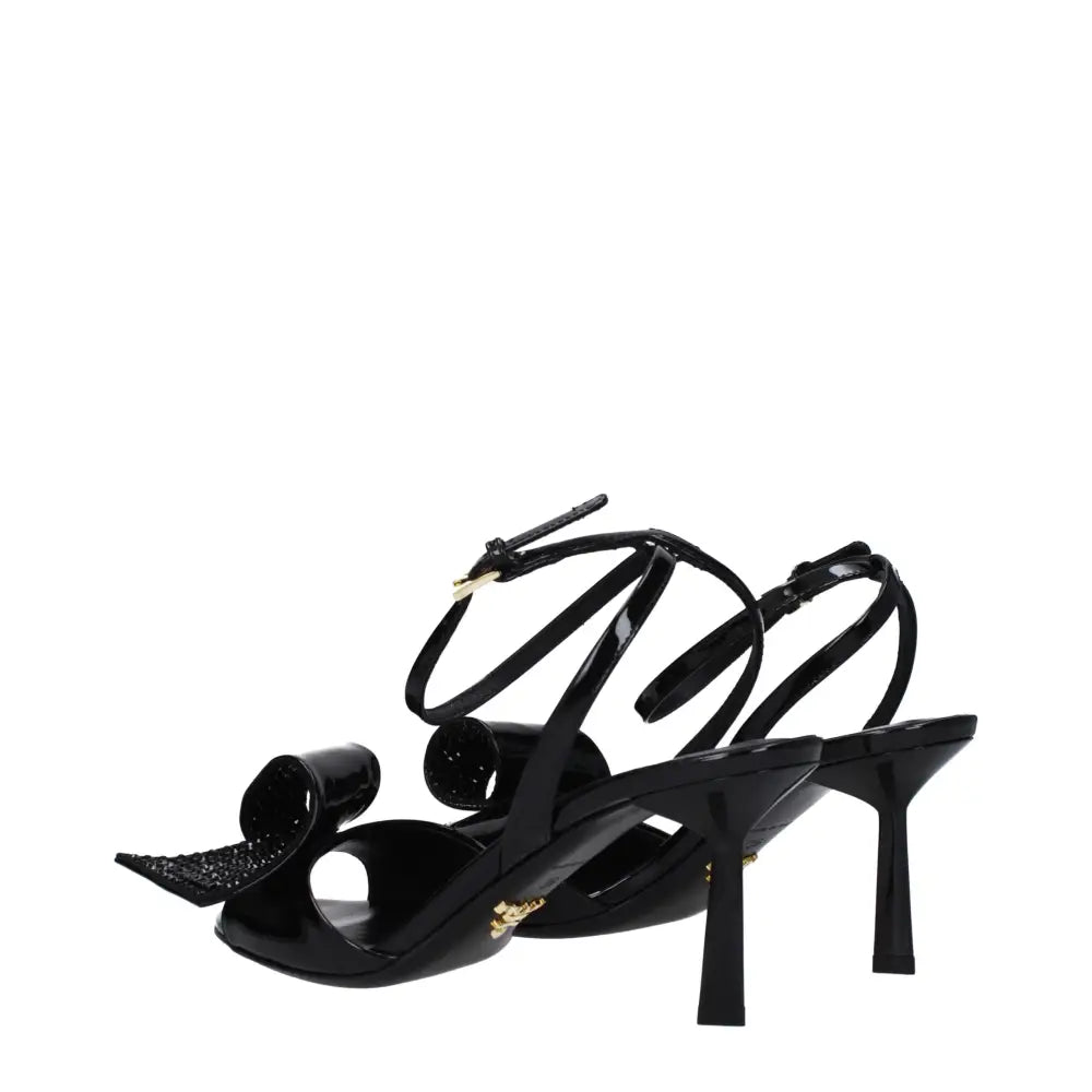 Prada Schwarze Leder-Stilettosandalen