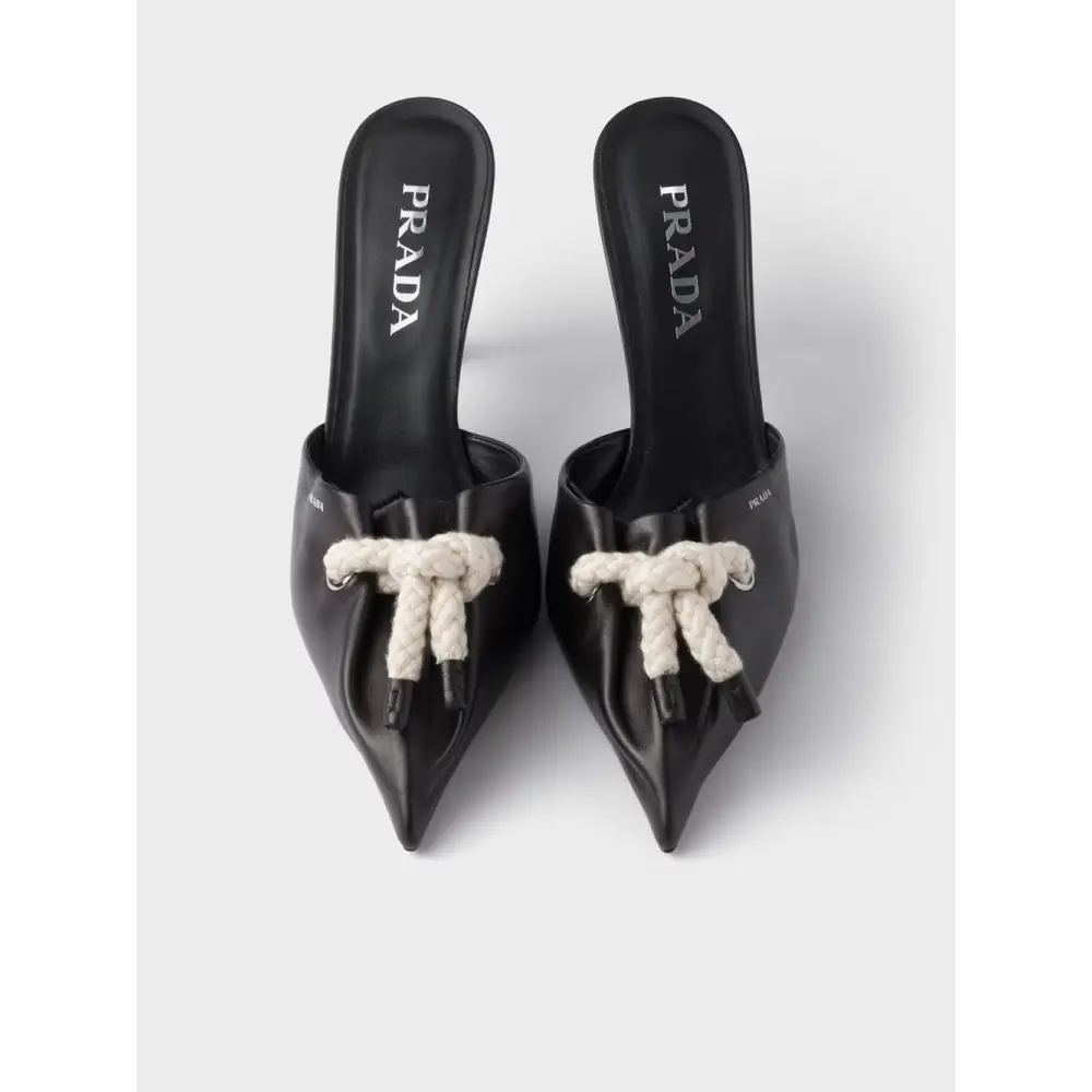 Prada Schwarze Nappaleder-Sandalen mit Seilzug