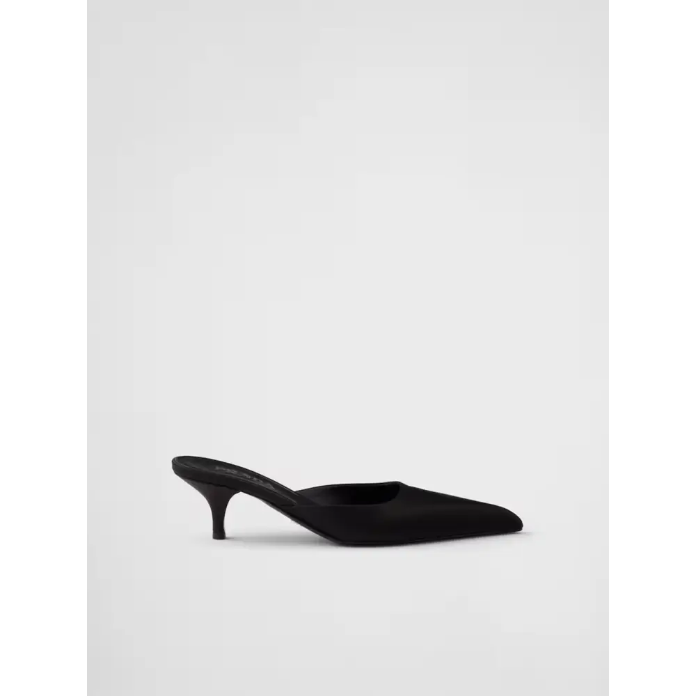 Prada Schwarzer Satin Sabot