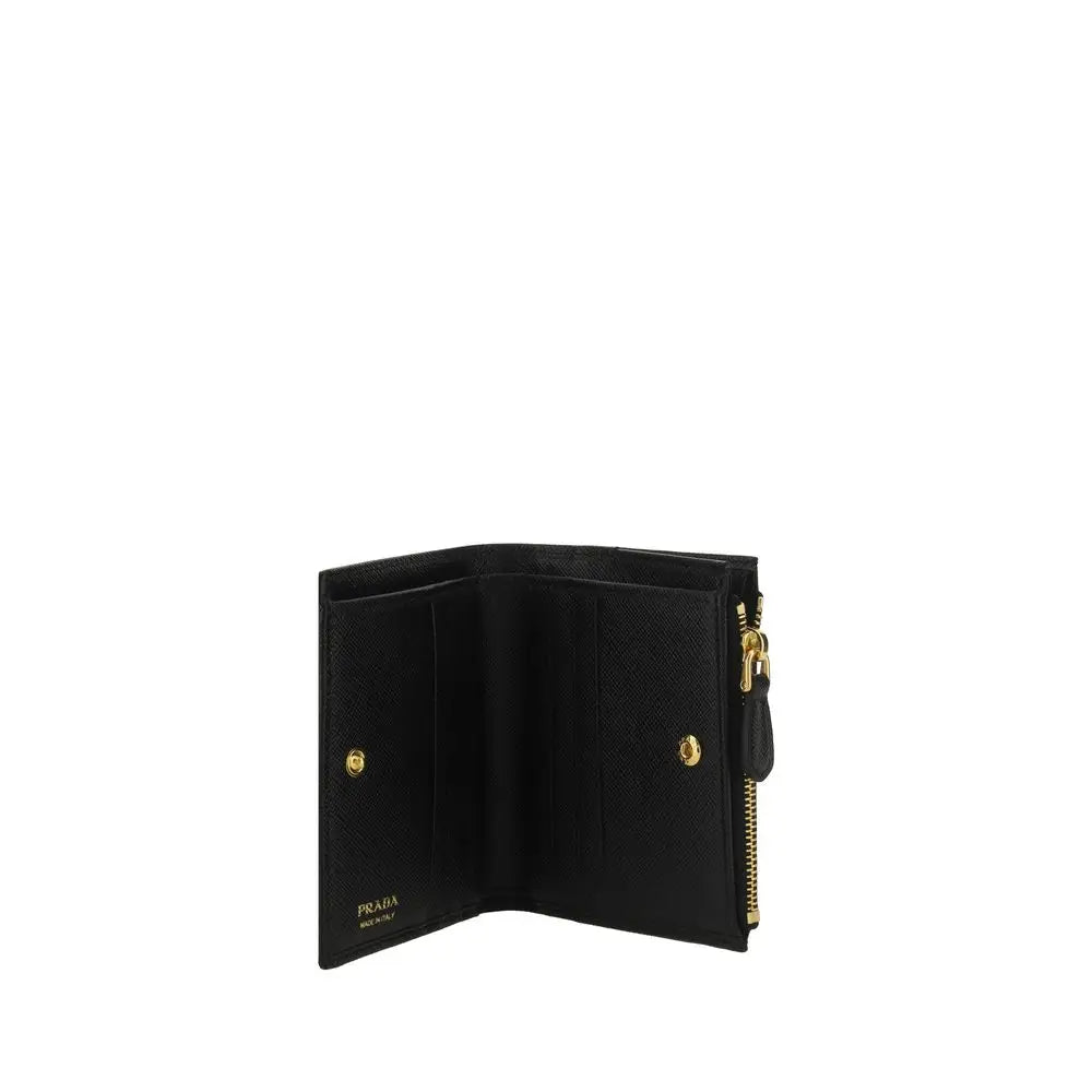 Prada Schwarzes Kalbsleder Bos Taurus Portemonnaie