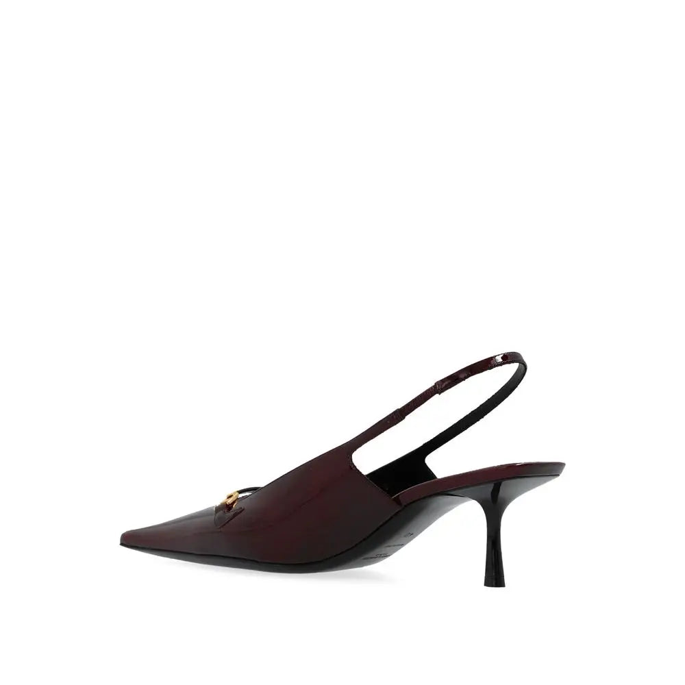 Saint Laurent Burgundy Calfskin Mid Heel Pumps - EU35/US5