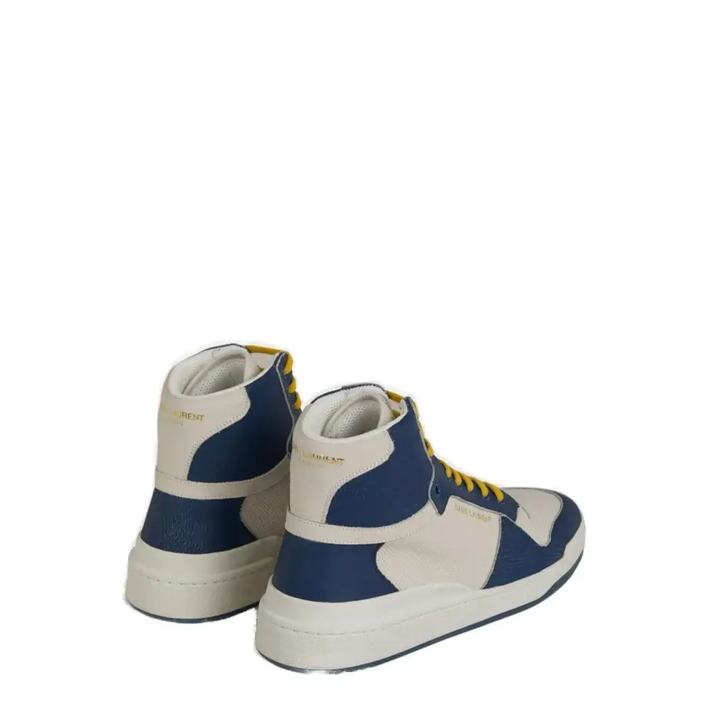 Saint Laurent Erhöhen Sie Ihren Stil mit blauen Luxus-Sneakers in mittlerer Höhe