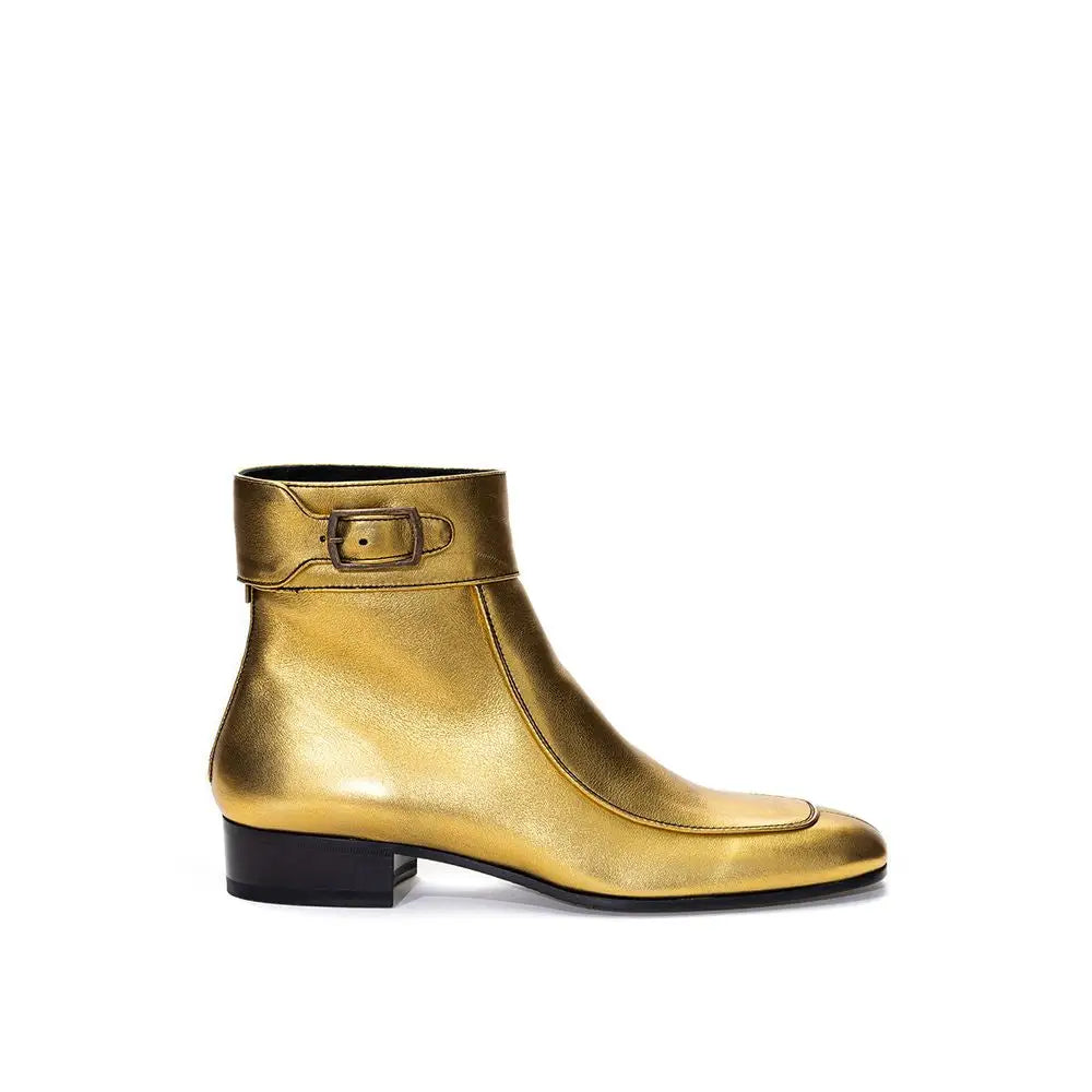Saint Laurent Goldene Leder-Stiefeletten - EU35/US5