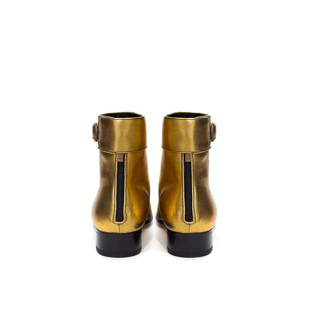 Saint Laurent Goldene Leder-Stiefeletten - EU35/US5