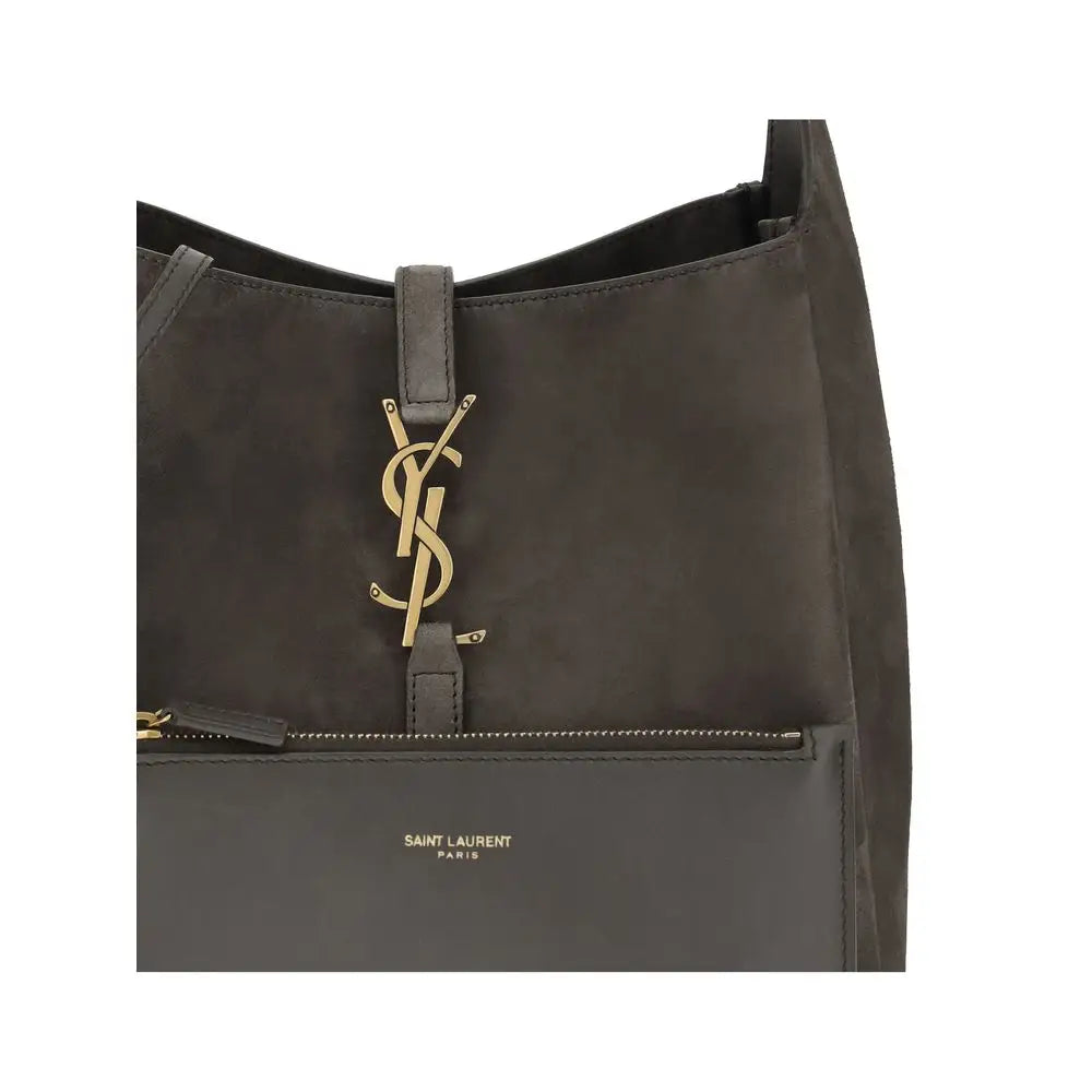 Saint Laurent Grau Kalbsleder Bos Taurus Schultertasche