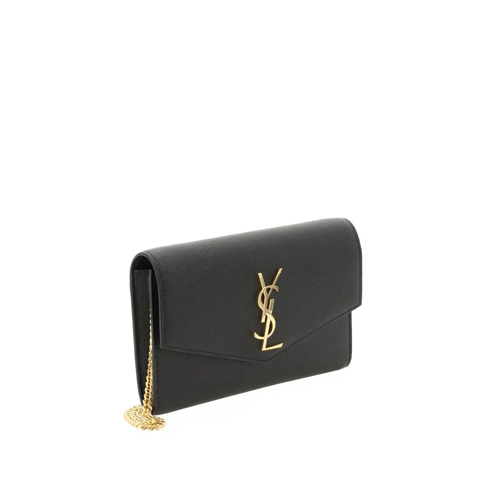 Saint Laurent Schwarze Bos Taurus Kalbsleder Schultertasche