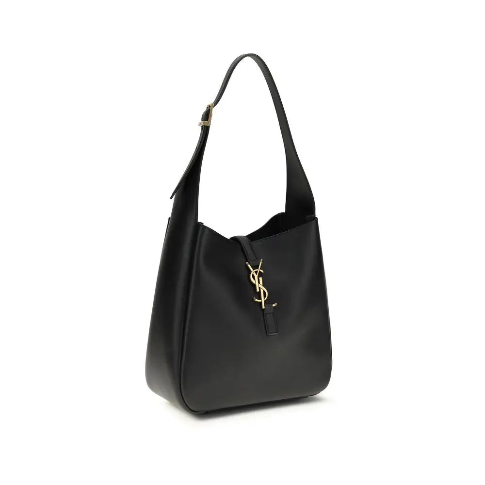 Saint Laurent Schwarze Bos Taurus Kalbsleder Schultertasche