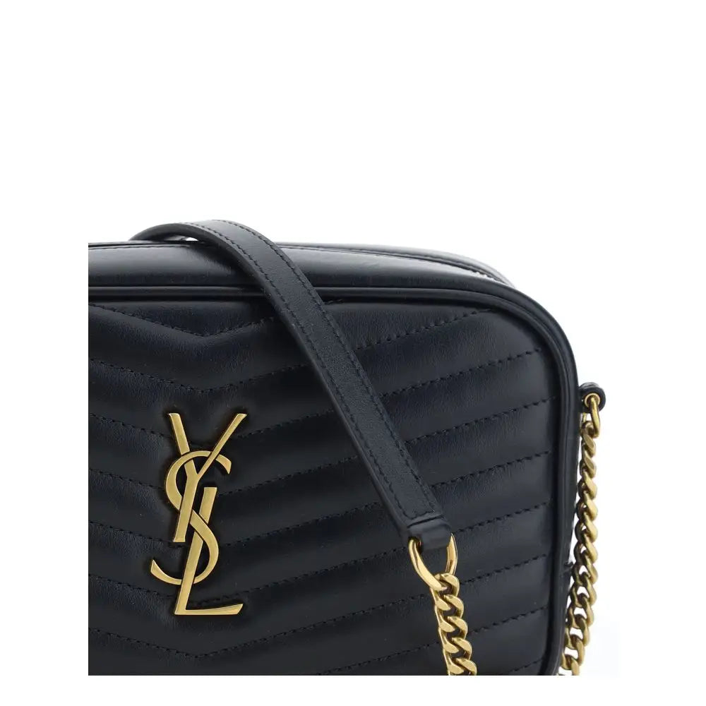 Saint Laurent Schwarze Bos Taurus Kalbsleder Schultertasche