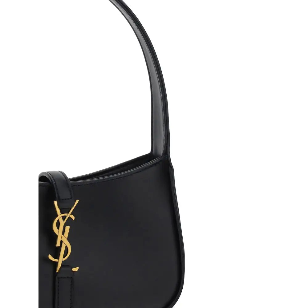 Saint Laurent Schwarze Bos Taurus Kalbsleder Schultertasche
