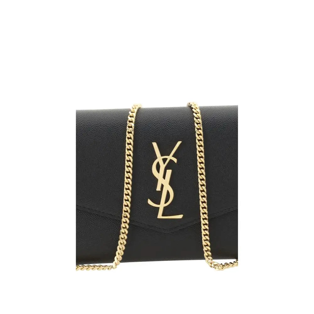 Saint Laurent Schwarze Bos Taurus Kalbsleder Schultertasche