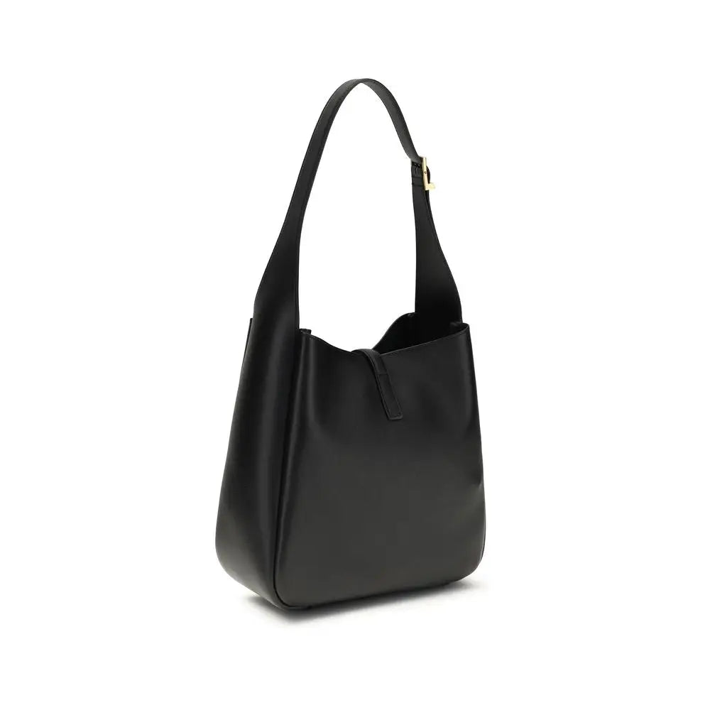 Saint Laurent Schwarze Bos Taurus Kalbsleder Schultertasche