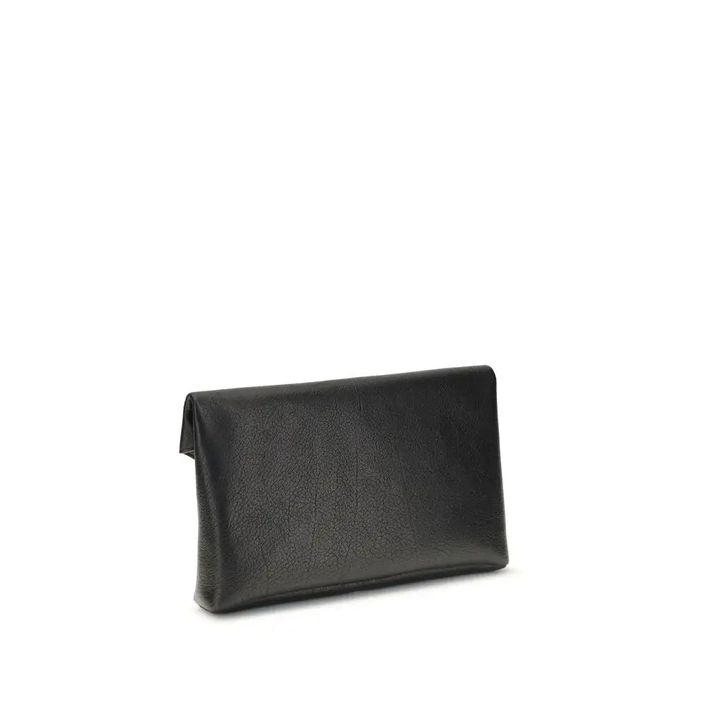 Saint Laurent Schwarze Clutch-Tasche aus Kalbsleder Bos Taurus