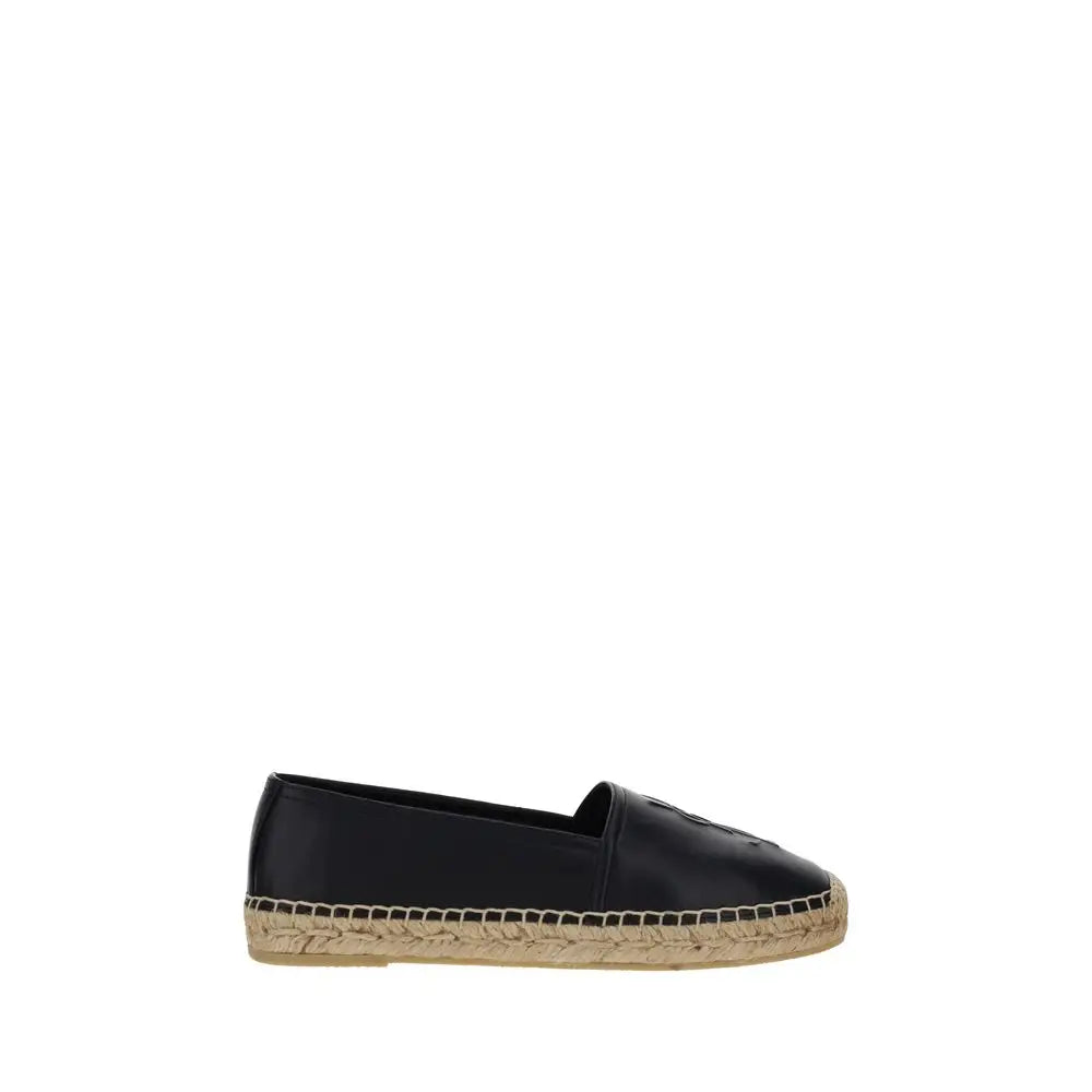 Saint Laurent Schwarze Espadrilles aus Lammleder Ovis Aries Aries