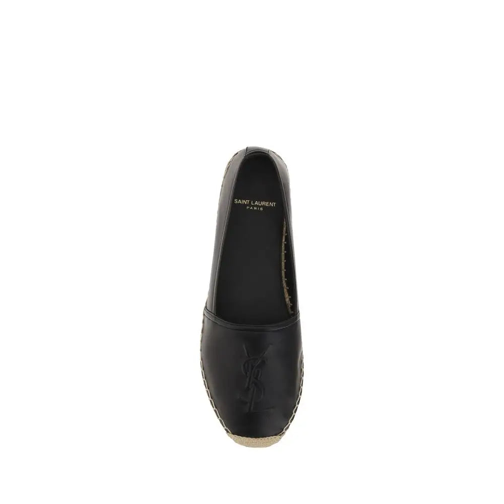 Saint Laurent Schwarze Espadrilles aus Lammleder Ovis Aries Aries