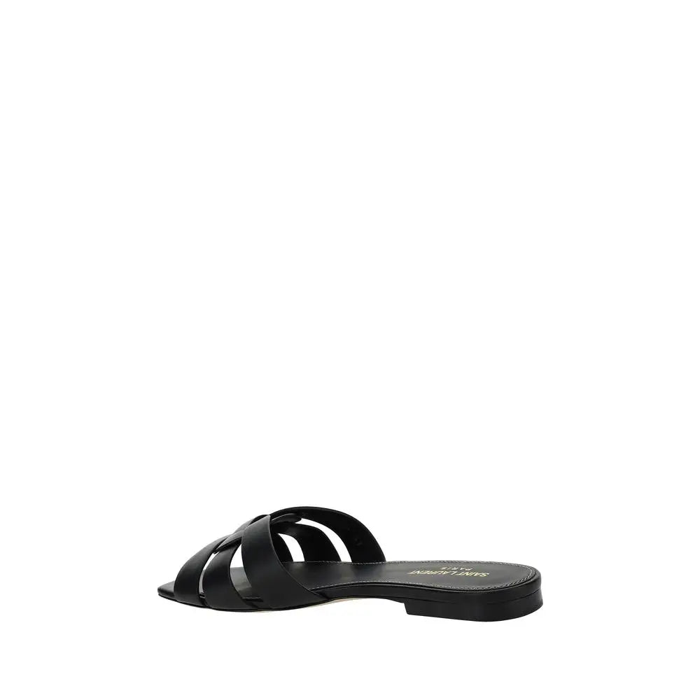Saint Laurent Schwarze Kalbshaut Bos Taurus Sandalen - EU37/US7