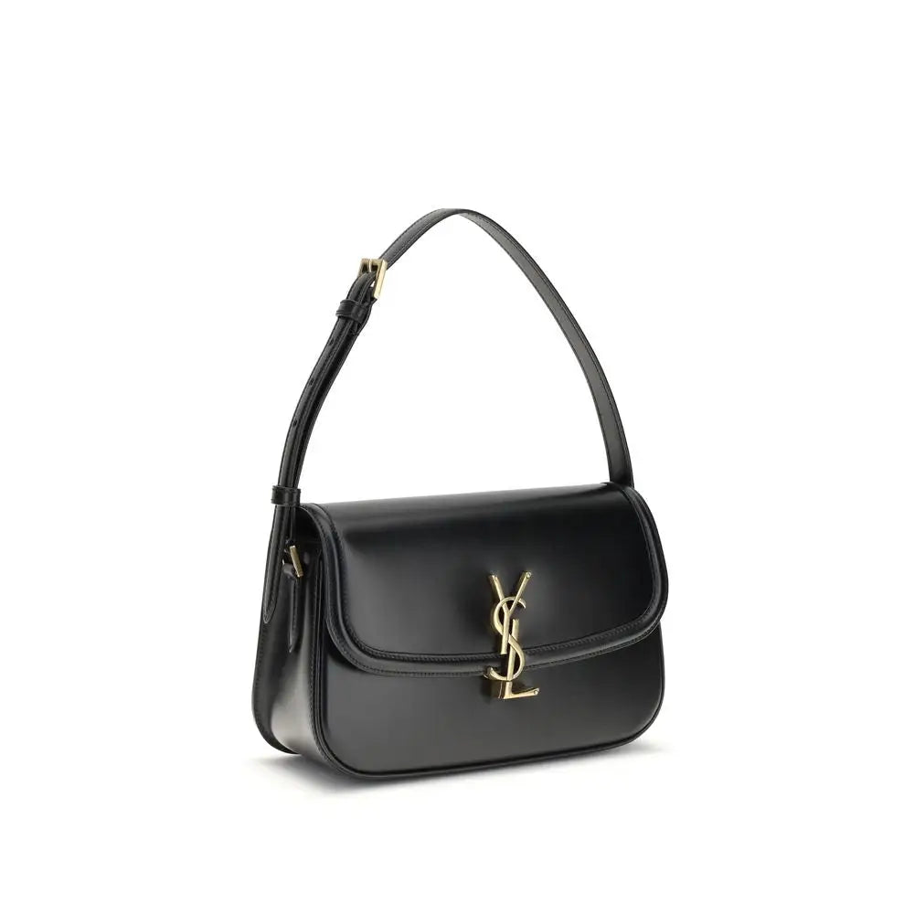 Saint Laurent Schwarze Kalbshaut Bos Taurus Schultertasche