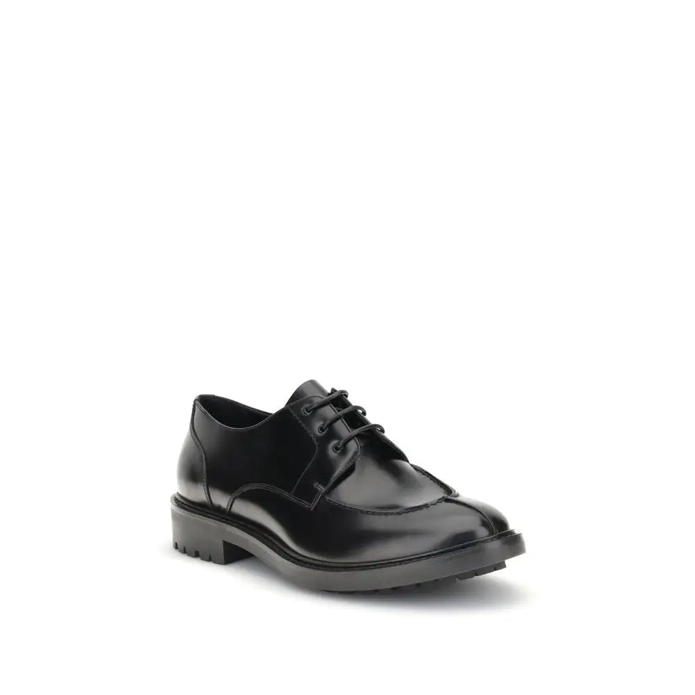 Saint Laurent Schwarze Kalbsleder-Bos-Taurus-Halbschuhe und -Derby-Schuhe