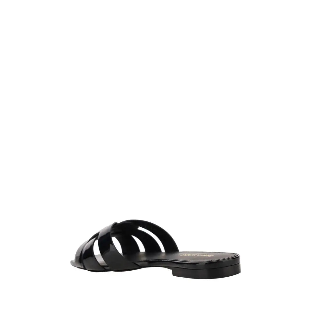 Saint Laurent Schwarze Kalbsleder Bos Taurus Sandalen - EU38.5/US8.5