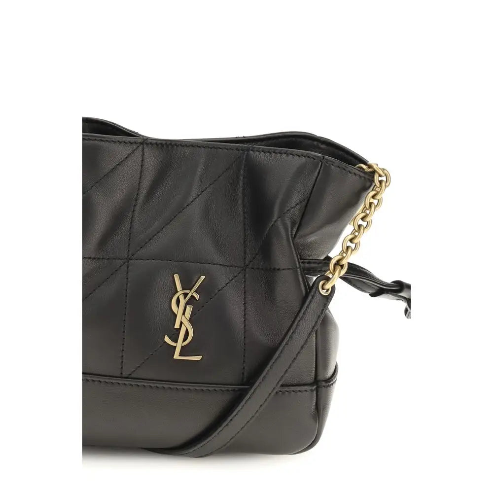 Saint Laurent Schwarze Lammleder Schultertasche Ovis Aries Aries