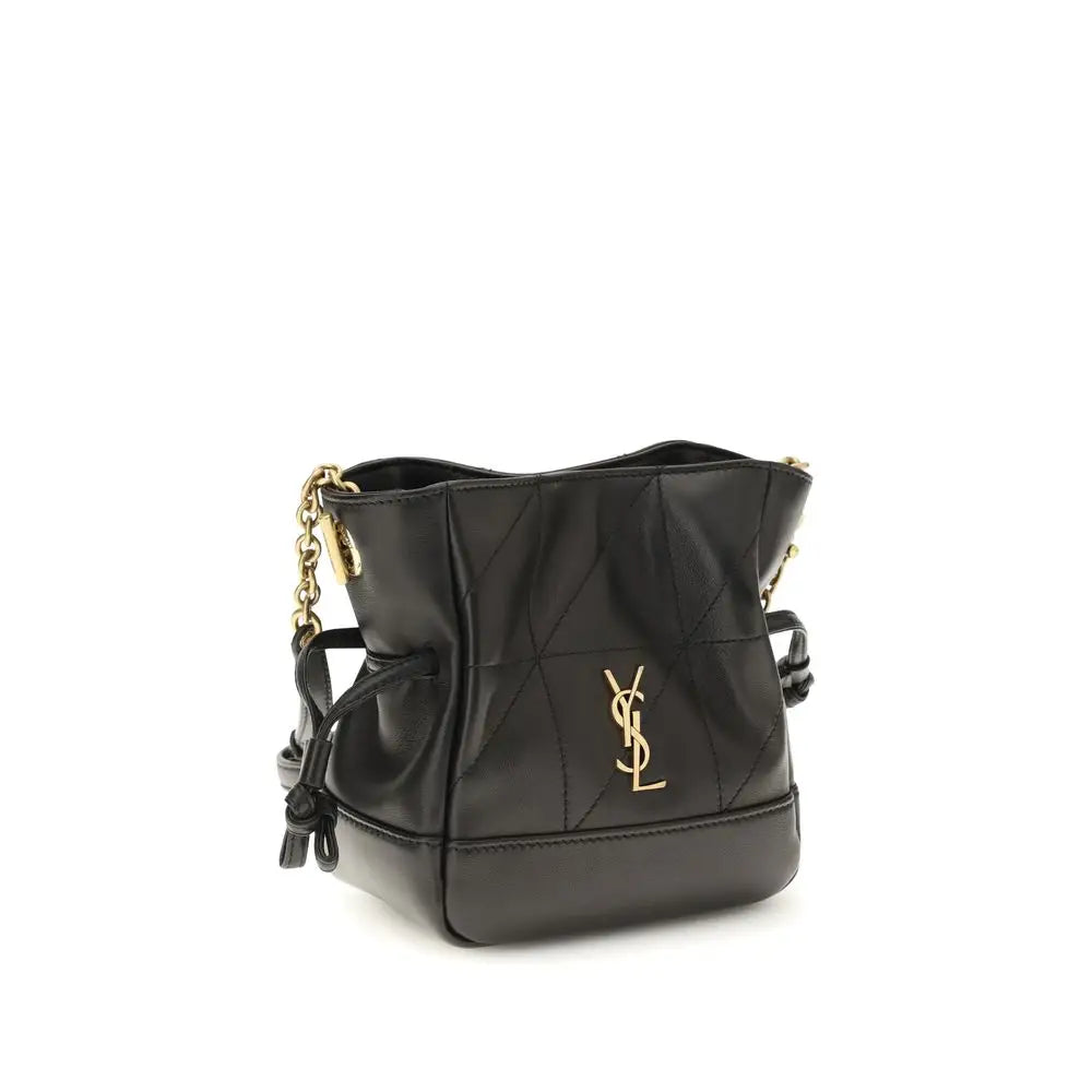 Saint Laurent Schwarze Lammleder Schultertasche Ovis Aries Aries