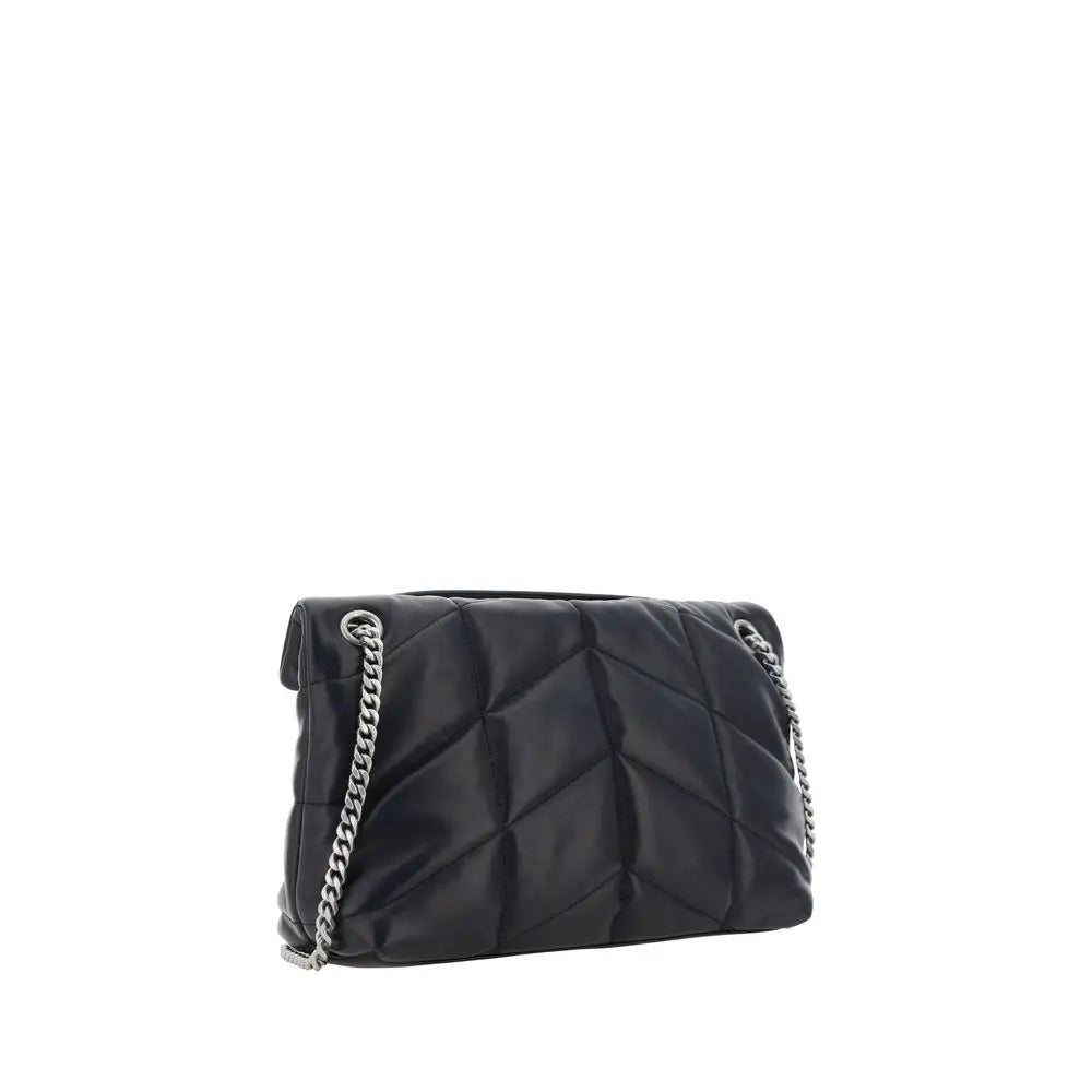 Saint Laurent Schwarze Lammleder Schultertasche Ovis Aries Aries