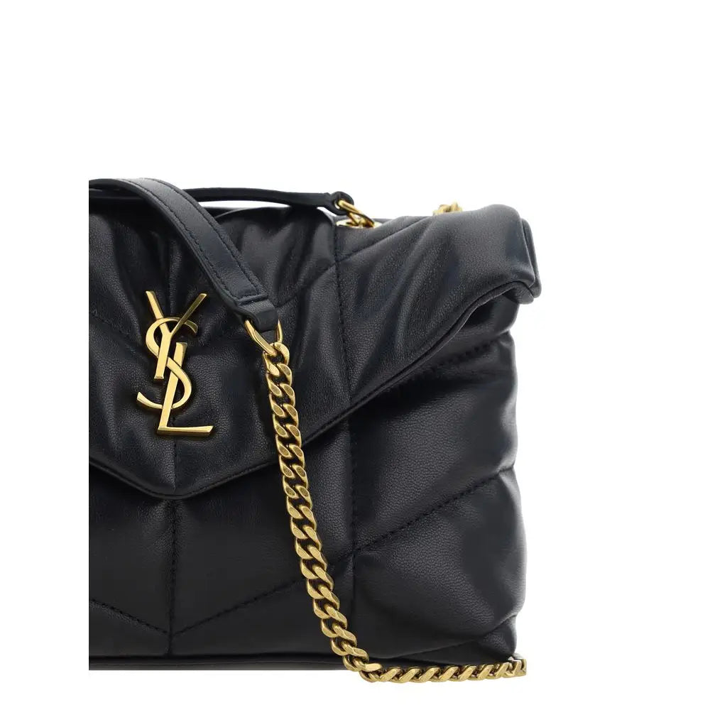 Saint Laurent Schwarze Lammleder Schultertasche Ovis Aries Aries